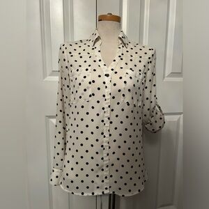Express bland and cream polka dot blouse size small